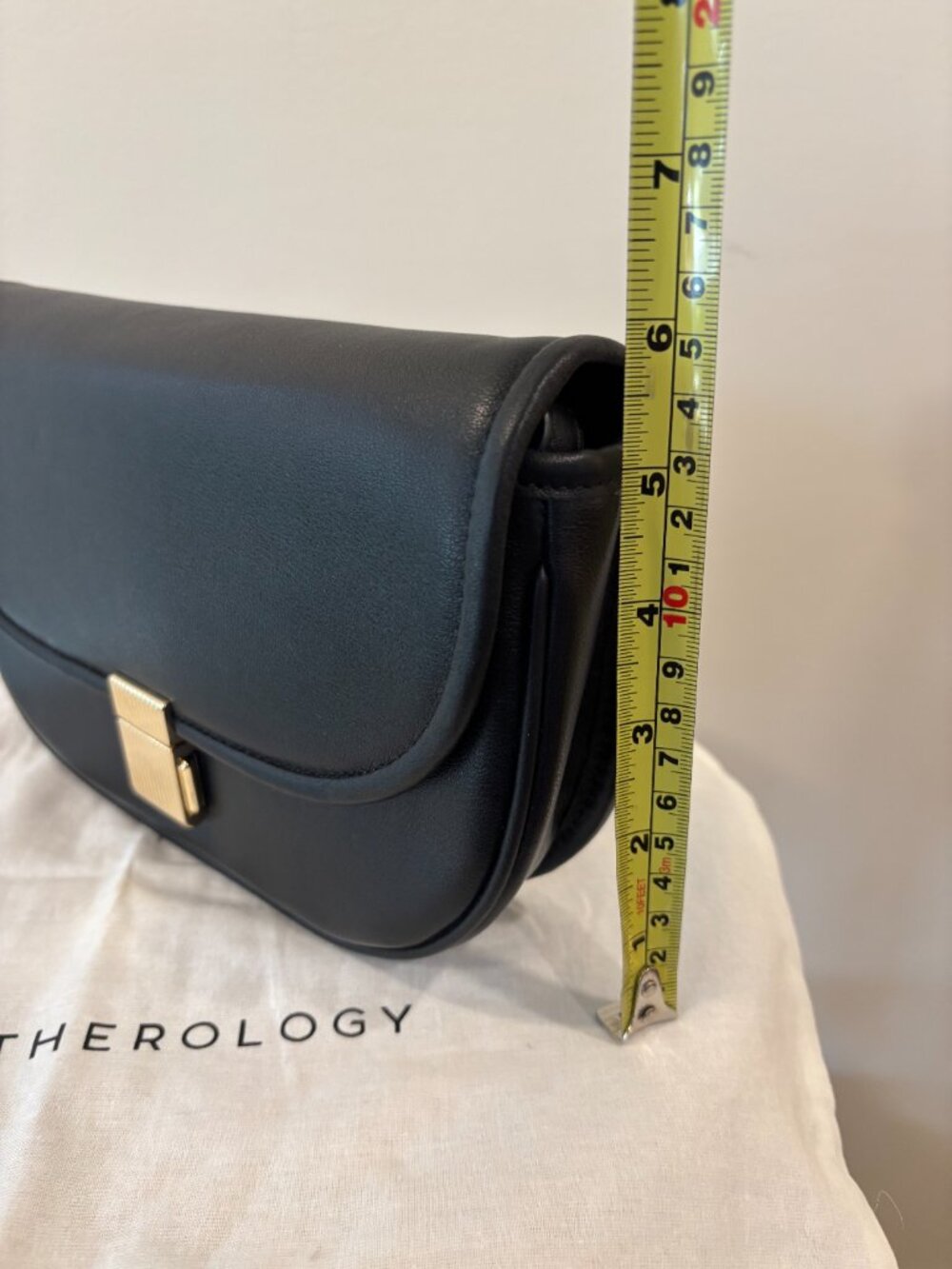 Leatherology Katy Small Saddle Leather Crossbody - Black / Gold - Picture 3 of 10